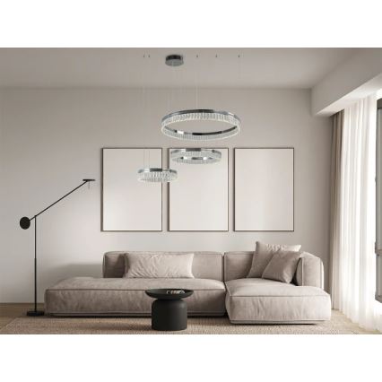 Dæmpbar LED-krystalpendel på wire THALIA LED/120W/230V 3000-6000K + fjernbetjening