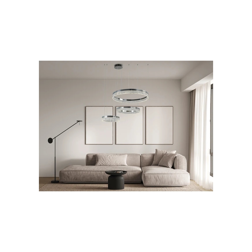 Dæmpbar LED-krystalpendel på wire THALIA LED/120W/230V 3000-6000K + fjernbetjening