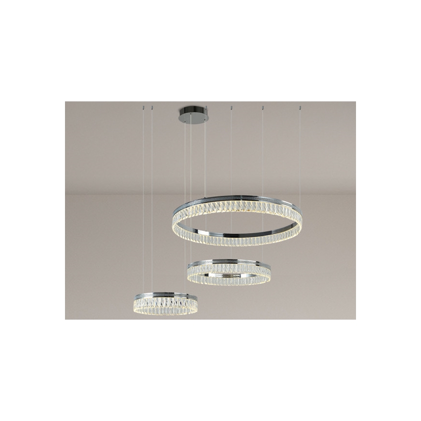 Dæmpbar LED-krystalpendel på wire THALIA LED/120W/230V 3000-6000K + fjernbetjening