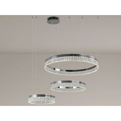 Dæmpbar LED-krystalpendel på wire THALIA LED/120W/230V 3000-6000K + fjernbetjening