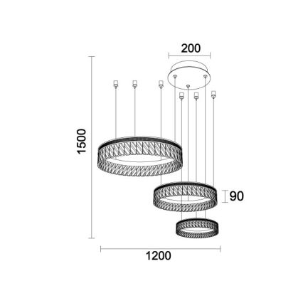 Dæmpbar LED-krystalpendel på wire THALIA LED/120W/230V 3000-6000K + fjernbetjening