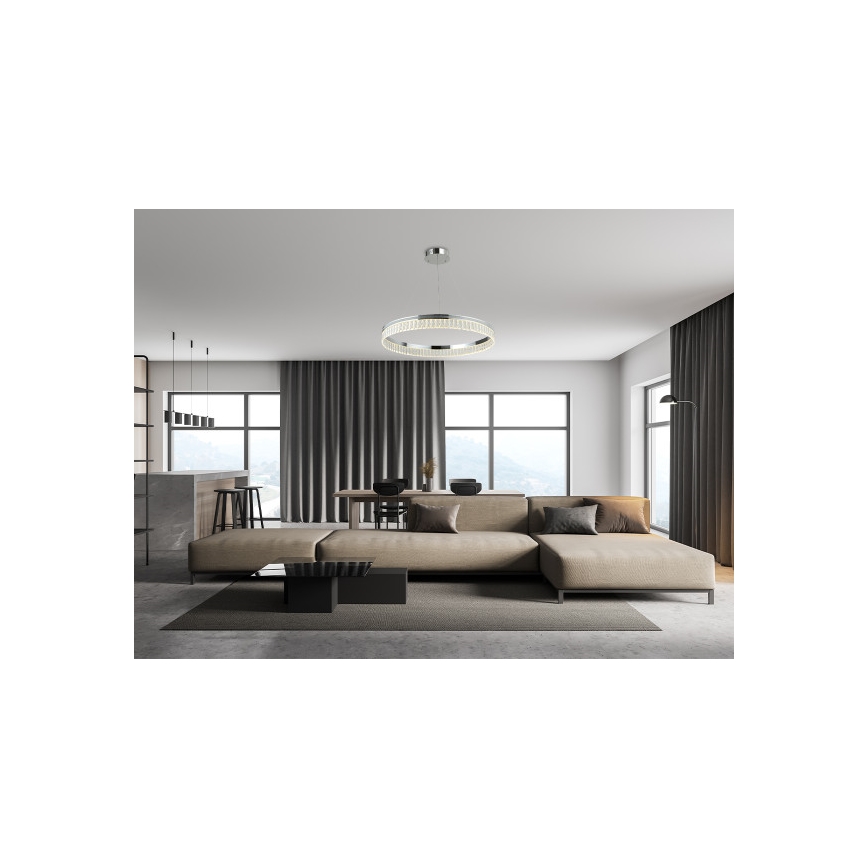 LED dæmpbar krystalpendel på stålwire THALIA LED/55W/230V 3000-6000K Ø 80 cm + fjernbetjening