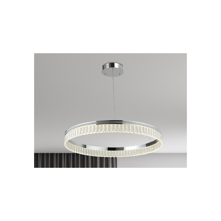 LED dæmpbar krystalpendel på stålwire THALIA LED/55W/230V 3000-6000K Ø 80 cm + fjernbetjening