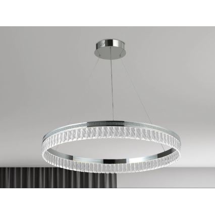 LED dæmpbar krystalpendel på stålwire THALIA LED/55W/230V 3000-6000K Ø 80 cm + fjernbetjening