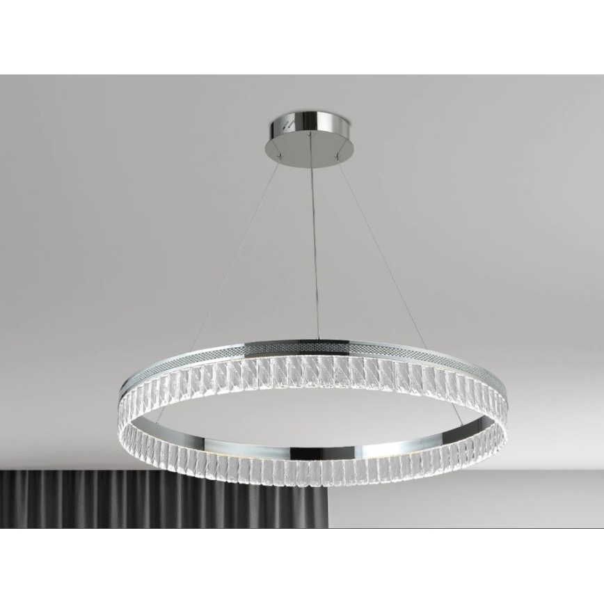 LED dæmpbar krystalpendel på stålwire THALIA LED/55W/230V 3000-6000K Ø 80 cm + fjernbetjening