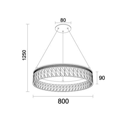 LED dæmpbar krystalpendel på stålwire THALIA LED/55W/230V 3000-6000K Ø 80 cm + fjernbetjening