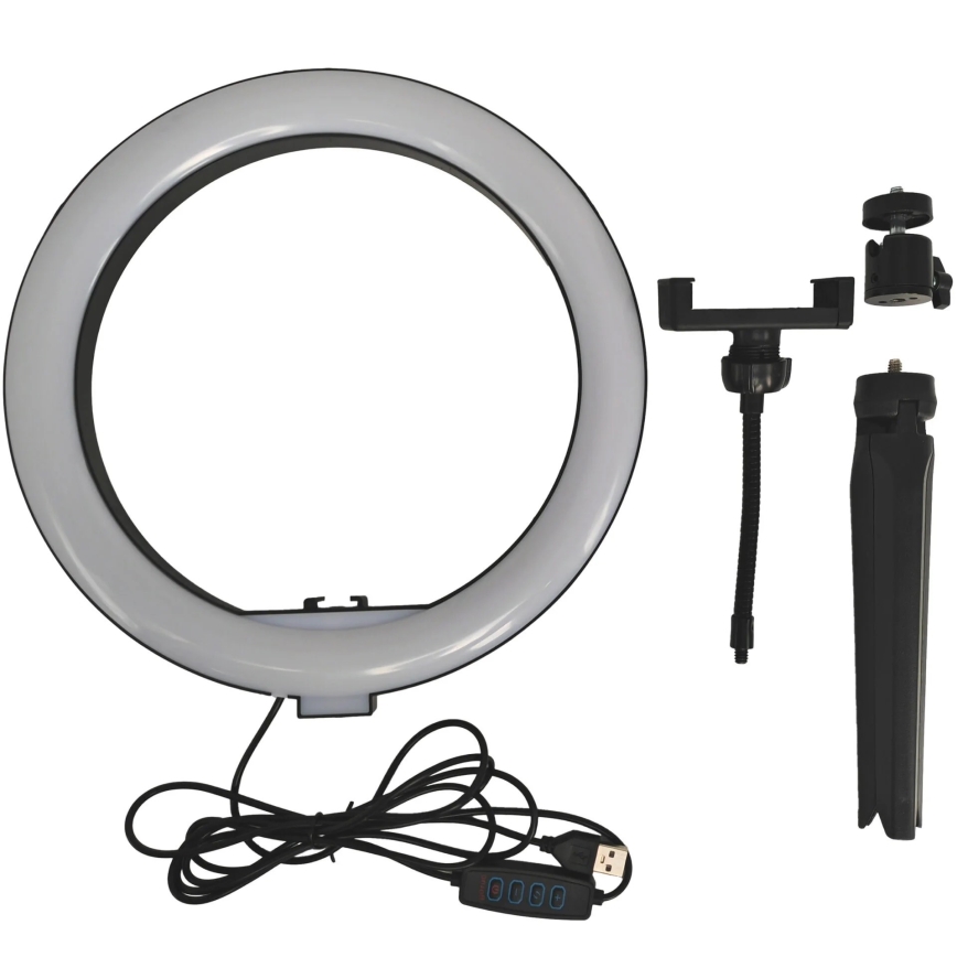 LED dæmpbar lampe med stativ og holder til vlogging LED/10W/5V 2700-6500K