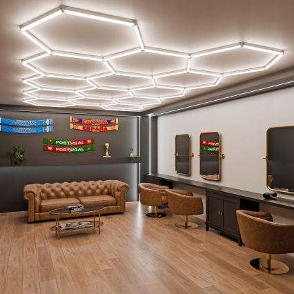 Dæmpbar LED-loftlampe HEXAGON LED/570W/85-265V 5000K 522x298 cm CRI 90 IP54 hvid