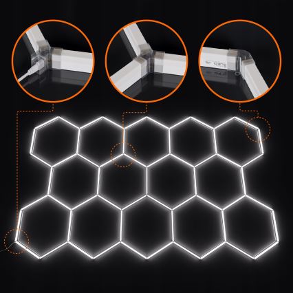 Dæmpbar LED-loftlampe HEXAGON LED/570W/85-265V 5000K 522x298 cm CRI 90 IP54 hvid