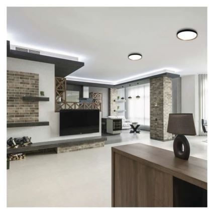 LED dæmpbar loftlampe ILVI LED/30W/230V 2700-6500K Ø 40 cm sort/beige + fjernbetjening