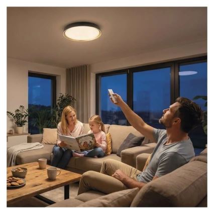 LED dæmpbar loftlampe ILVI LED/30W/230V 2700-6500K Ø 40 cm sort/messing + fjernbetjening