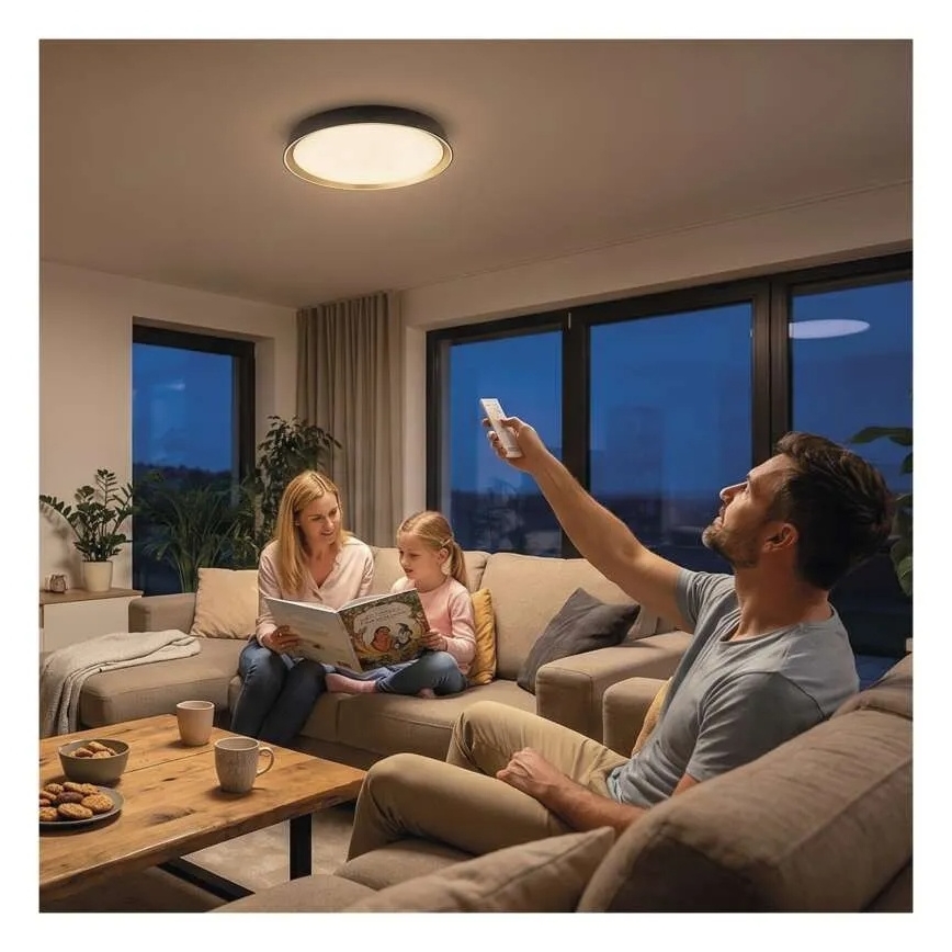 LED dæmpbar loftlampe ILVI LED/30W/230V 2700-6500K Ø 40 cm sort/messing + fjernbetjening