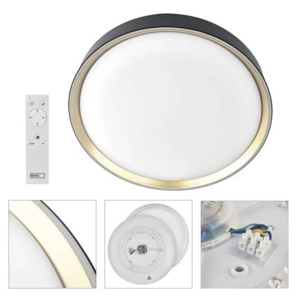 LED dæmpbar loftlampe ILVI LED/30W/230V 2700-6500K Ø 40 cm sort/messing + fjernbetjening