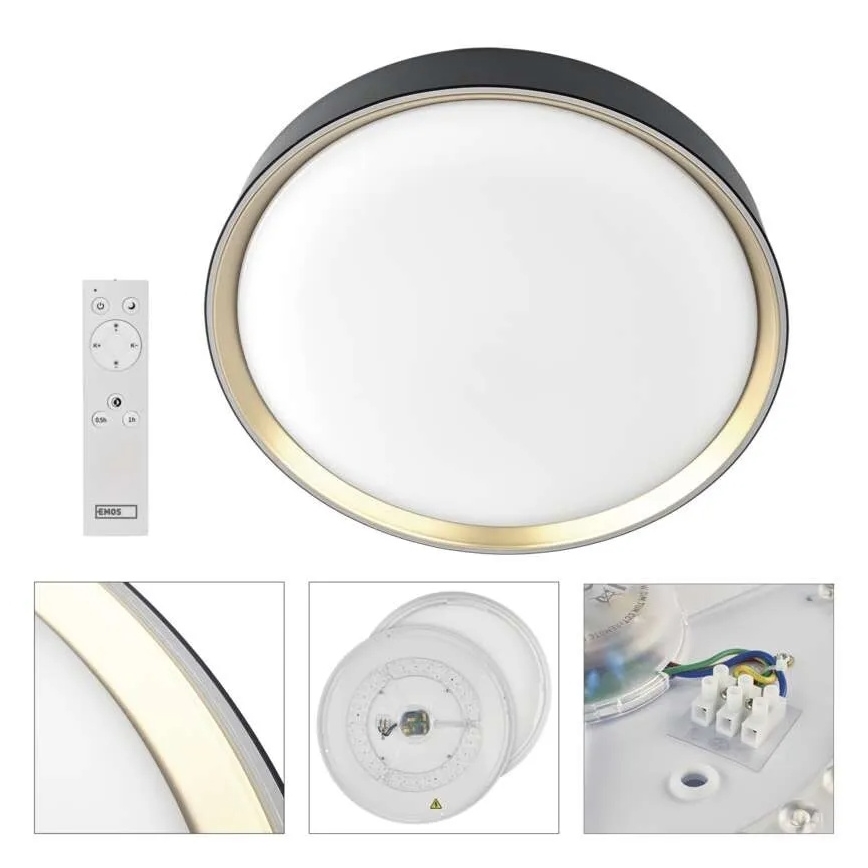 LED dæmpbar loftlampe ILVI LED/30W/230V 2700-6500K Ø 40 cm sort/messing + fjernbetjening