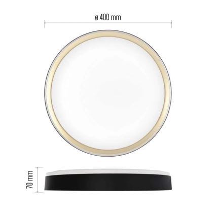 LED dæmpbar loftlampe ILVI LED/30W/230V 2700-6500K Ø 40 cm sort/messing + fjernbetjening