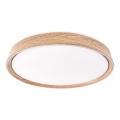 LED Dæmpbar loftlampe ILVI LED/30W/230V 2700-6500K Ø 40 cm trælook + fjernbetjening