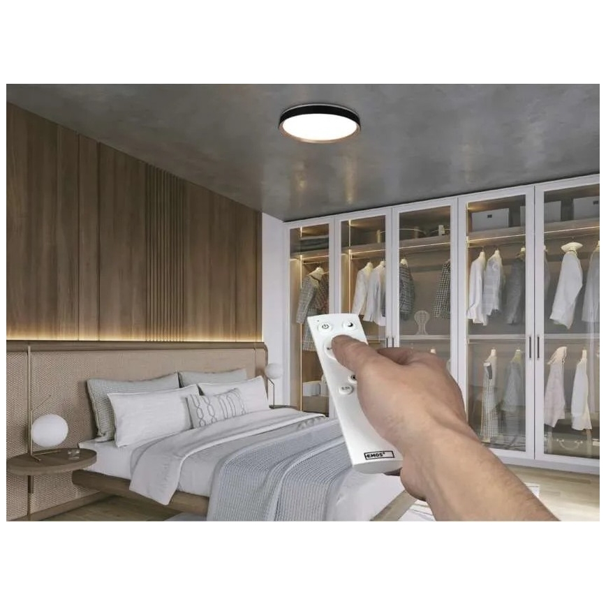 Dæmpbar LED-loftlampe ILVI LED/45W/230V 2700–6500 K Ø 50 cm sort/beige + fjernbetjening
