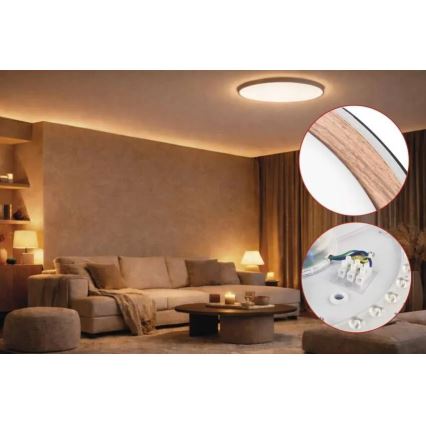 Dæmpbar LED-loftlampe ILVI LED/45W/230V 2700–6500 K Ø 50 cm sort/beige + fjernbetjening