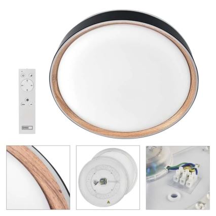 Dæmpbar LED-loftlampe ILVI LED/45W/230V 2700–6500 K Ø 50 cm sort/beige + fjernbetjening