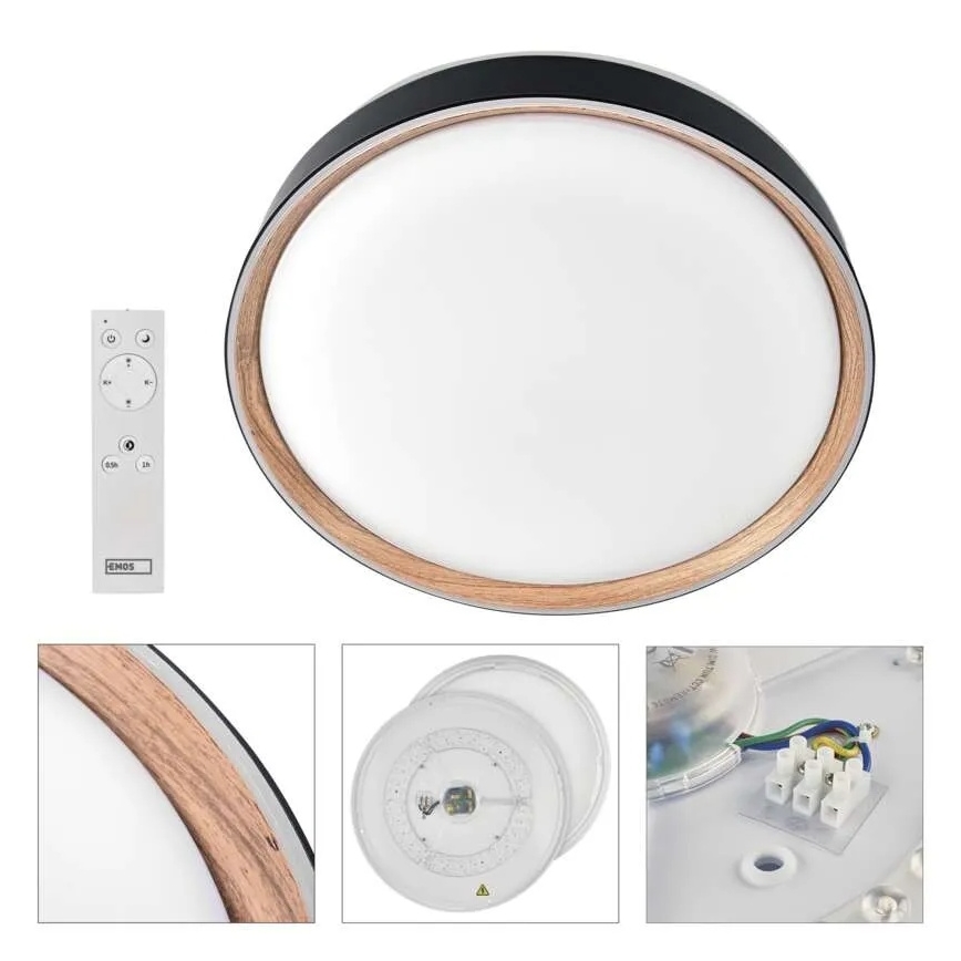 Dæmpbar LED-loftlampe ILVI LED/45W/230V 2700–6500 K Ø 50 cm sort/beige + fjernbetjening