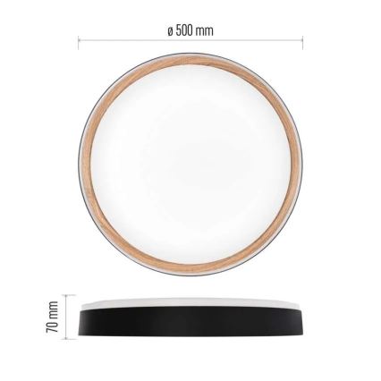 Dæmpbar LED-loftlampe ILVI LED/45W/230V 2700–6500 K Ø 50 cm sort/beige + fjernbetjening
