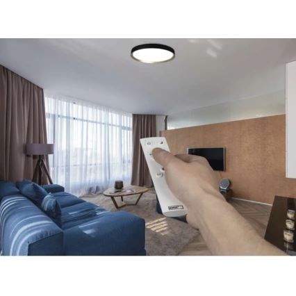 LED-dæmpbar loftlampe ILVI LED/45W/230V 2700-6500K Ø 50 cm sort/messing + fjernbetjening