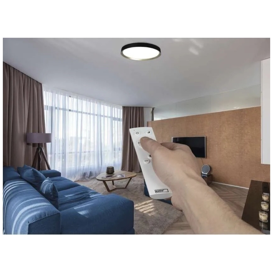 LED-dæmpbar loftlampe ILVI LED/45W/230V 2700-6500K Ø 50 cm sort/messing + fjernbetjening