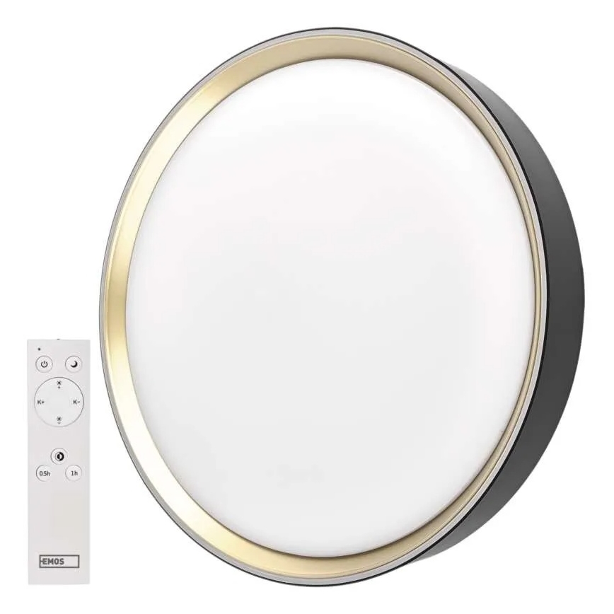 LED-dæmpbar loftlampe ILVI LED/45W/230V 2700-6500K Ø 50 cm sort/messing + fjernbetjening