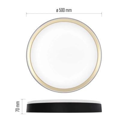 LED-dæmpbar loftlampe ILVI LED/45W/230V 2700-6500K Ø 50 cm sort/messing + fjernbetjening