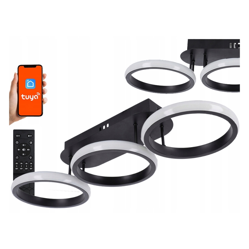 LED dæmpbar loftlampe LED/30W/230V 3000-6500K sort Wi-Fi Tuya + fjernbetjening