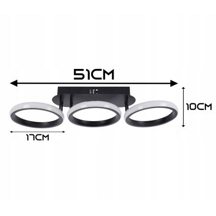LED dæmpbar loftlampe LED/30W/230V 3000-6500K sort Wi-Fi Tuya + fjernbetjening