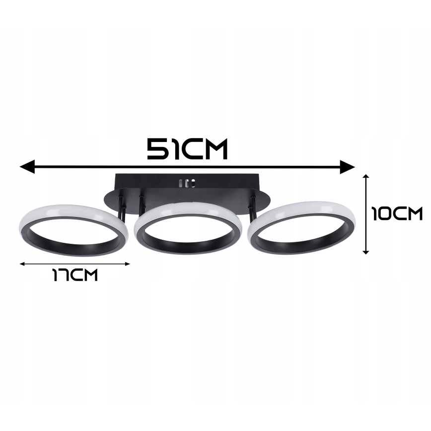 LED dæmpbar loftlampe LED/30W/230V 3000-6500K sort Wi-Fi Tuya + fjernbetjening