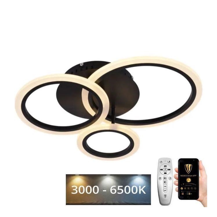 LED Dæmpbar loftlampe LED/40W/230V 3000-6500K sort + fjernbetjening