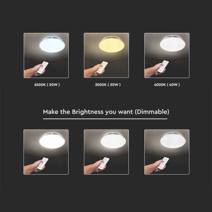 LED Dæmpbar loftlampe LED/40W/230V 3000K/4000K/6500K Ø 39,5 cm + fjernbetjening