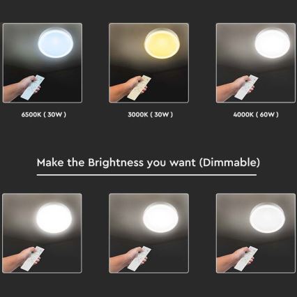 LED Dæmpbar loftlampe LED/40W/230V 3000K/4000K/6500K Ø 51 cm + fjernbetjening