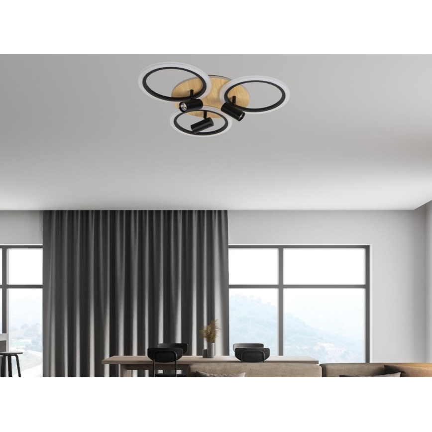 LED Dæmpbar loftlampe LED/70W/230V 3000-6500K sort/brun + fjernbetjening