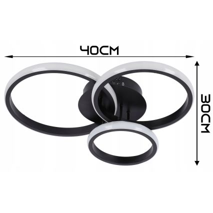 Dæmpbar LED-loftlampe LED/70W/230V 3000-6500K sort + fjernbetjening