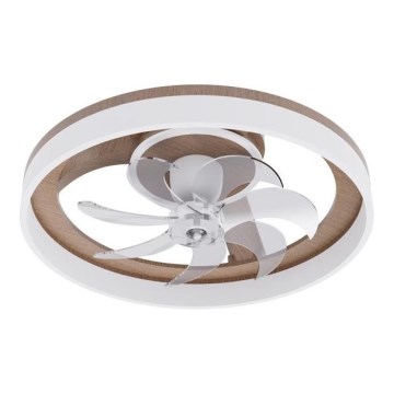LED dæmpbar loftlampe med ventilator LED/40W/230V 3000-6500K brun/hvid + fjernbetjening