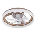 LED-dæmpbar loftlampe med ventilator LED/40W/230V 3000-6500K Ø 50 cm brun/hvid + fjernbetjening