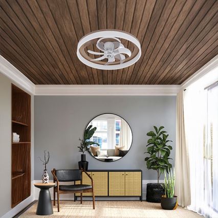 LED dæmpbar loftlampe med ventilator LED/40W/230V 3000-6500K brun/hvid + fjernbetjening