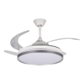 LED dæmpbar loftlampe med ventilator PLAVE LED/36W/230V 3000-6500K sølv/hvid + fjernbetjening
