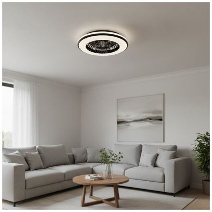 LED dæmpbar loftlampe med ventilator VENTELUX LED/48W/230V 3000/4000/6500K diameter 48,5 cm sort + fjernbetjening