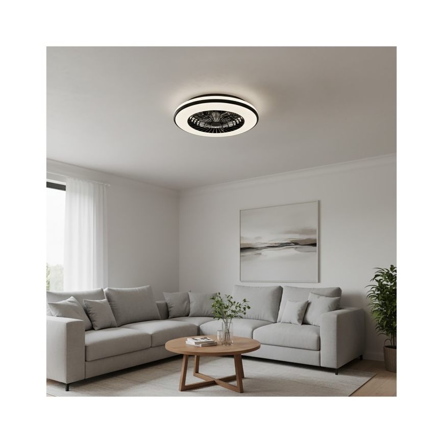 LED dæmpbar loftlampe med ventilator VENTELUX LED/48W/230V 3000/4000/6500K diameter 48,5 cm sort + fjernbetjening