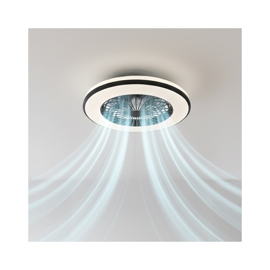 LED dæmpbar loftlampe med ventilator VENTELUX LED/48W/230V 3000/4000/6500K diameter 48,5 cm sort + fjernbetjening