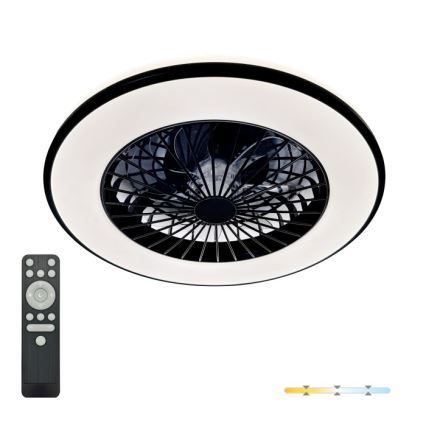 LED dæmpbar loftlampe med ventilator VENTELUX LED/48W/230V 3000/4000/6500K diameter 48,5 cm sort + fjernbetjening