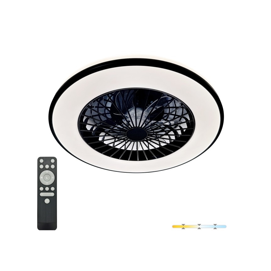 LED dæmpbar loftlampe med ventilator VENTELUX LED/48W/230V 3000/4000/6500K diameter 48,5 cm sort + fjernbetjening