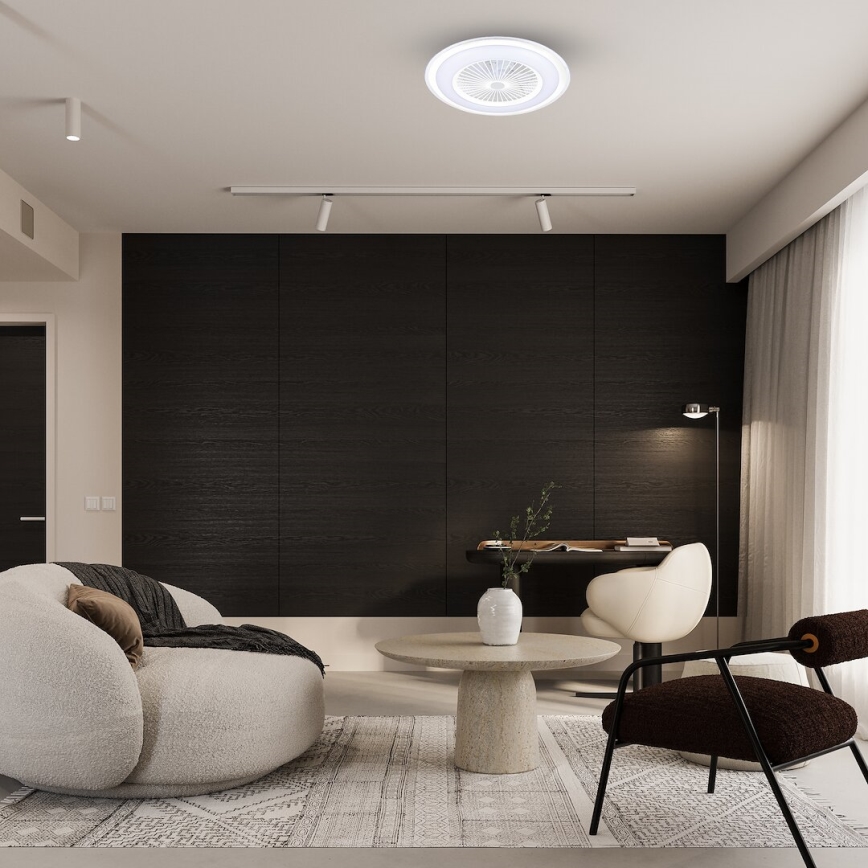 LED Dæmpbar loftlampe med ventilator ZONDA LED/48W/230V 3000-6000K hvid + fjernbetjening