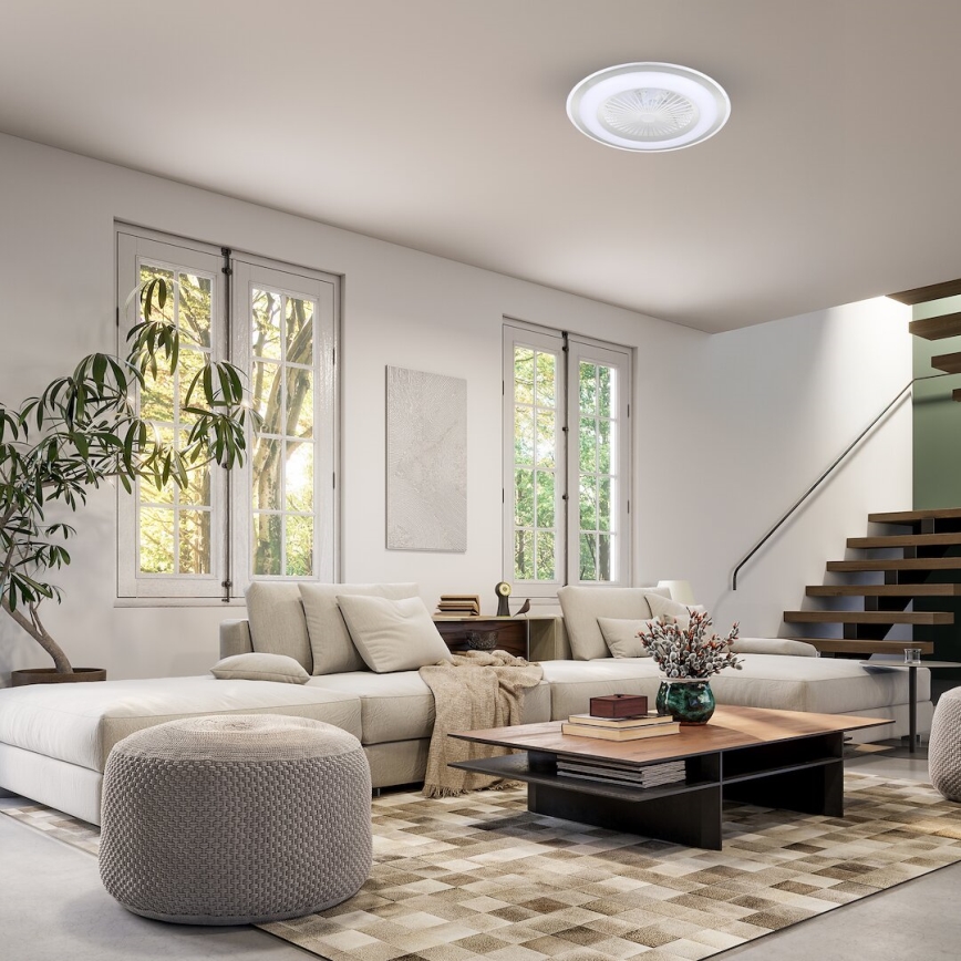LED Dæmpbar loftlampe med ventilator ZONDA LED/48W/230V 3000-6000K sølv + fjernbetjening