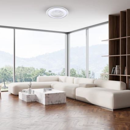 LED Dæmpbar loftlampe med ventilator ZONDA LED/48W/230V 3000-6000K sølv + fjernbetjening