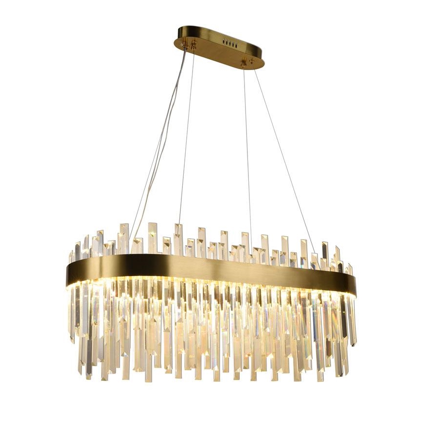 LED dæmpbar krystal lysekrone på kabel LED/100W/230V 3000-6500K guld + fjernbetjening